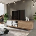 Ver imagem 2 de Rack para Tv até 75'' com 2 Portas e Nichos 200cm Lars - Branco