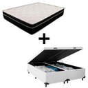 Ver imagem 2 de Cama Box Baú King 193 Bipartido Tecido Branco com Colchão Paris de Molas Bello Box 67x193x203