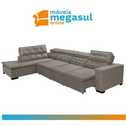 Sofá 7 Lugares Canto Assento Retrátil Pillow Chaise D 3,60 X2,20 M Sttilo Bege - Megasul - 2
