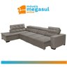 Sofá 7 Lugares Canto Assento Retrátil Pillow Chaise D 3,60 X2,20 M Sttilo Bege - Megasul - 2