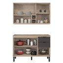 Ver imagem 2 de Cozinha Completa Modular Firenze sem Tampo 2 Peças Composição 11 Avena Touch Grafito Fi0011 Demóbile