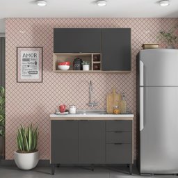 Cozinha Completa Modular Firenze sem Tampo 2 Peças Composição 11 Avena Touch Grafito Fi0011 Demóbile - 3