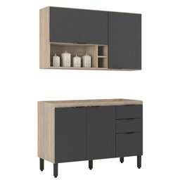 Cozinha Completa Modular Firenze sem Tampo 2 Peças Composição 11 Avena Touch Grafito Fi0011 Demóbile - 1