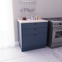 Ver imagem 1 de Balcão de Cozinha 3 Gavetas 100% MDF 80cm sem Tampo Sevilha Herval Azul/Órion