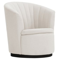 Poltrona Decorativa Base Fixa Preto Évora Poliéster Off White - CasaePoltrona - 1