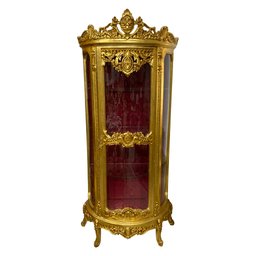 Cristaleira Clássica Dourada com Capitonê Vermelho - 204x95x46cm - 1