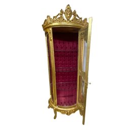 Cristaleira Clássica Dourada com Capitonê Vermelho - 204x95x46cm - 4