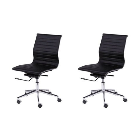 Kit 2 Cadeiras para Escritorio Diretor Esteirinha com Relax Corino 3301 Preto