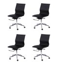 Ver imagem 1 de Kit 4 Cadeiras Escritório Diretor Esteirinha Rodízio Relax Corino 3301 Preto