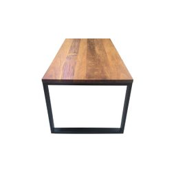 Mesa de Jantar Rustica em Madeira Maciça com Pés de Ferro Estilo Industrial 1,30m - 5