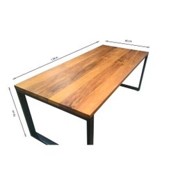 Mesa de Jantar Rustica em Madeira Maciça com Pés de Ferro Estilo Industrial 1,30m - 3