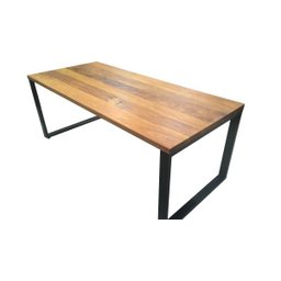 Mesa de Jantar Rustica em Madeira Maciça com Pés de Ferro Estilo Industrial 1,30m - 4