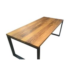 Mesa de Jantar Rustica em Madeira Maciça com Pés de Ferro Estilo Industrial 1,30m - 2