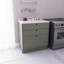 Ver imagem 1 de Balcão de Cozinha 3 Gavetas 100% MDF 80cm sem Tampo Sevilha Herval Verde/Hill