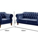 Ver imagem 3 de Sofá 2 e 1 Lugares Duquesa Decoração Sala Recepção Retrô Azul Marinho