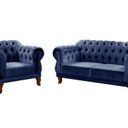 Ver imagem 2 de Sofá 2 e 1 Lugares Duquesa Decoração Sala Recepção Retrô Azul Marinho