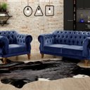 Ver imagem 1 de Sofá 2 e 1 Lugares Duquesa Decoração Sala Recepção Retrô Azul Marinho