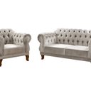 Ver imagem 2 de Sofá 2 e 1 Lugares Duquesa Decoração Sala Recepção Retrô Bege Claro