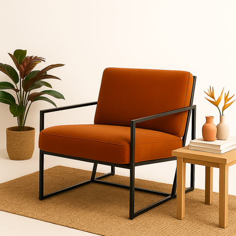 Poltrona Industrial Sala Estar Veludo Terracota - Poltrona Flow