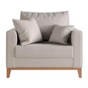 Ver imagem 4 de Poltrona Decorativa Beny Pés Base em Madeira Recepção Linho Cor:cru