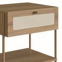 Ver imagem 5 de Kit 2 Mesas de Cabeceira 1 Gaveta Palhinha Pé Metal Dourado Oslo Marrom