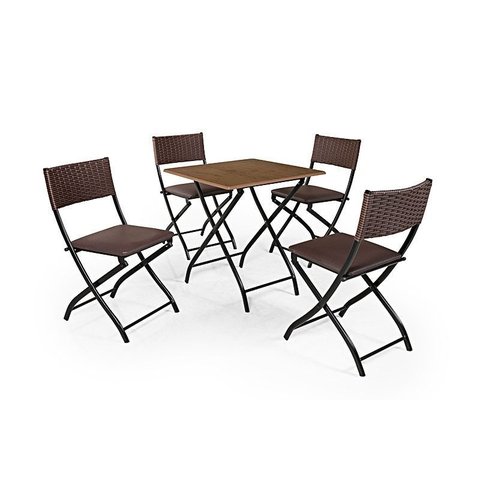 Jogo de Mesa Dobravel Imbuia com 4 Cadeiras Marrom