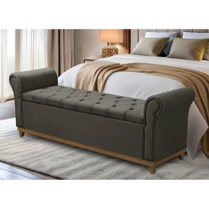 Baú Recamier Cama Box Grécia Quarto Estofado Solteiro:brida