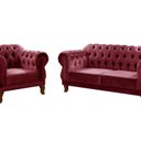 Ver imagem 2 de Sofá 2 e 1 Lugares Duquesa Decoração Sala Recepção Retrô Vermelho Bordô