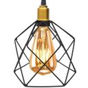 Ver imagem 3 de 2 Pendentes Aramado Cálice Luminária Lustre Retrô Balcão Preto Dourado + 2 Lâmpadas Led ST64
