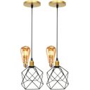 Ver imagem 1 de 2 Pendentes Aramado Cálice Luminária Lustre Retrô Balcão Preto Dourado + 2 Lâmpadas Led ST64