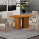 Ver imagem 1 de Conjunto Sala de Jantar Tampo Orgânico MDF 135m com 4 Cadeiras Isis Marrom/Cinamomo/Palha