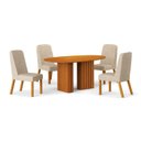 Ver imagem 2 de Conjunto Sala de Jantar Tampo Orgânico MDF 135m com 4 Cadeiras Isis Marrom/Cinamomo/Palha