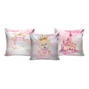 Ver imagem 2 de Kit Cortina + 3 Capas Almofadas Infantil Ursinha Princesa 02