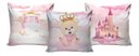 Ver imagem 2 de Kit Cortina + 3 Capas Almofadas Infantil Ursinha Princesa 02