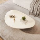 Ver imagem 2 de Mesa de Centro Decorativa Orgânica Pé Metal Tampo Mdf Moderna Off White