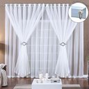 Ver imagem 1 de Cortina Paula 2,00m X 1,70m Branca para Trilho Comum Tecido Voal Leve Clean