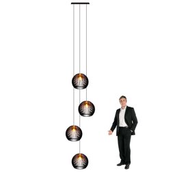 Lustre Pendente para Sala Pé Direito Duplo Quatro Ball P7 - Preto - 4