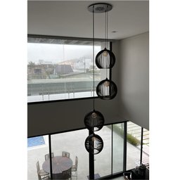 Lustre Pendente para Sala Pé Direito Duplo Quatro Ball P7 - Preto - 2