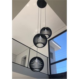 Lustre Pendente para Sala Pé Direito Duplo Quatro Ball P7 - Preto - 7