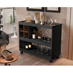 Aparador Adega Ubatuba Bar Luxo Cor Preto/nature - Comprar Móveis em Casa - 1