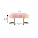 Ver imagem 2 de Banco Recamier Puff Glow Veludo Bege 75cm Zahav Estofados:Rosa
