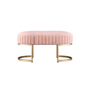 Banco Recamier Puff Glow Veludo Bege 75cm Zahav Estofados:Rosa