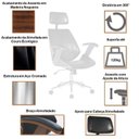 Ver mais imagens de Kit com 6 Cadeiras de Escritório Presidente Giratória com Apoio de Cabeça Office Lisboa Preto Rivatti