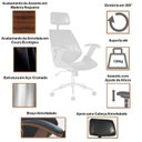 Ver mais imagens de Kit com 4 Cadeiras de Escritório Presidente Giratória com Apoio de Cabeça Office Lisboa Preto Rivatti
