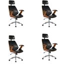Ver imagem 1 de Kit com 4 Cadeiras de Escritório Presidente Giratória com Apoio de Cabeça Office Lisboa Preto Rivatti