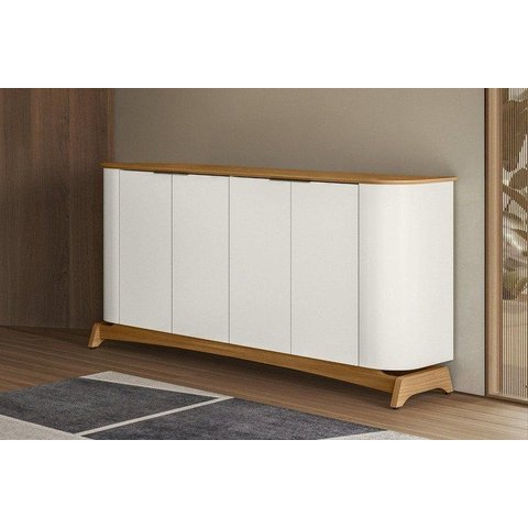 Buffet Aparador Durvo MDF 4 Portas 160cm com Pés em Madeira Maciça Serena