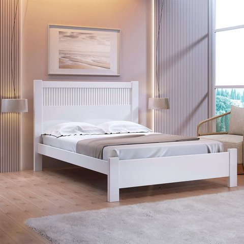 Cama Casal 153x118x200cm 100% MDF Premium Ripada Branco