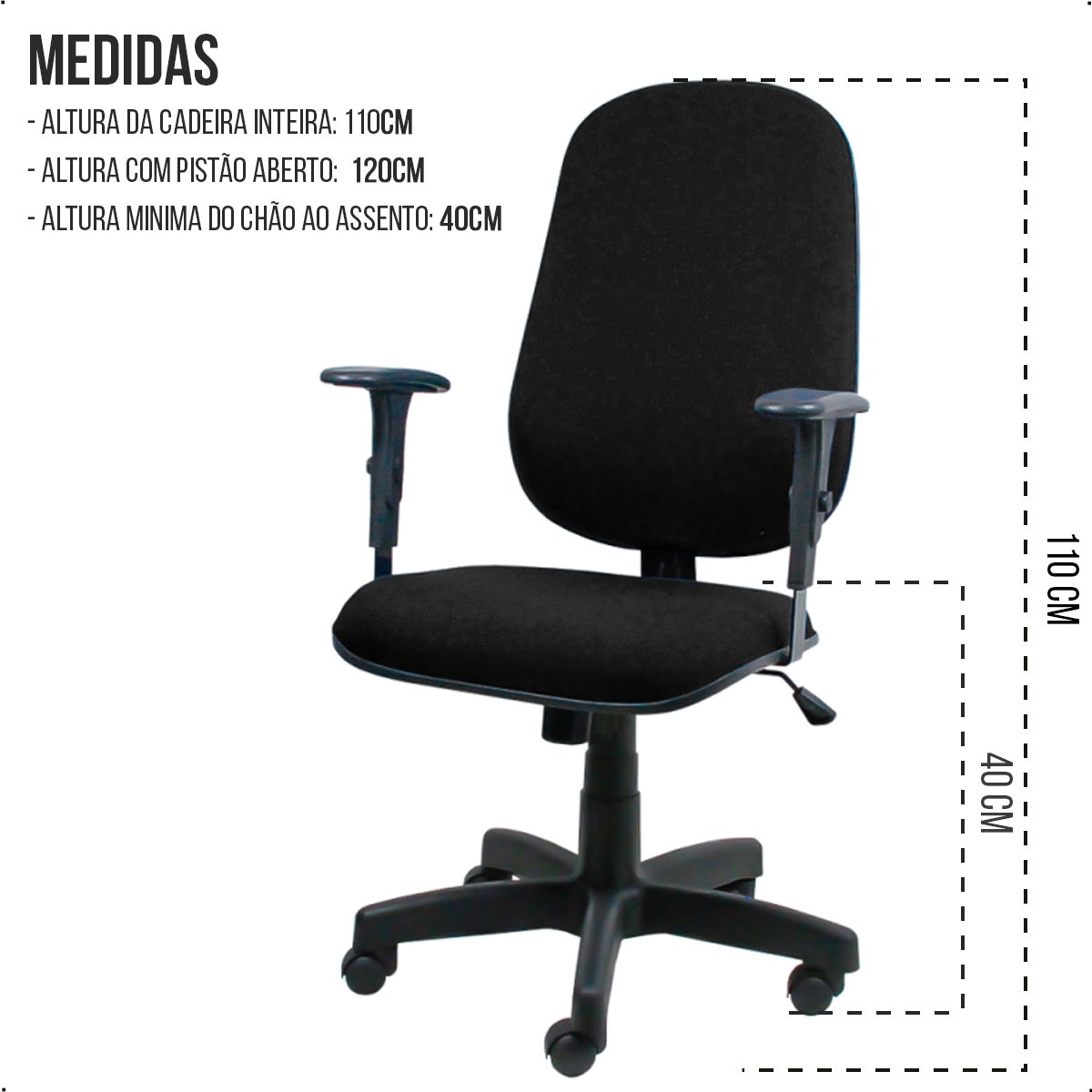 Cadeira de Escritório Presidente Giratória Ergonômica Preta - 2