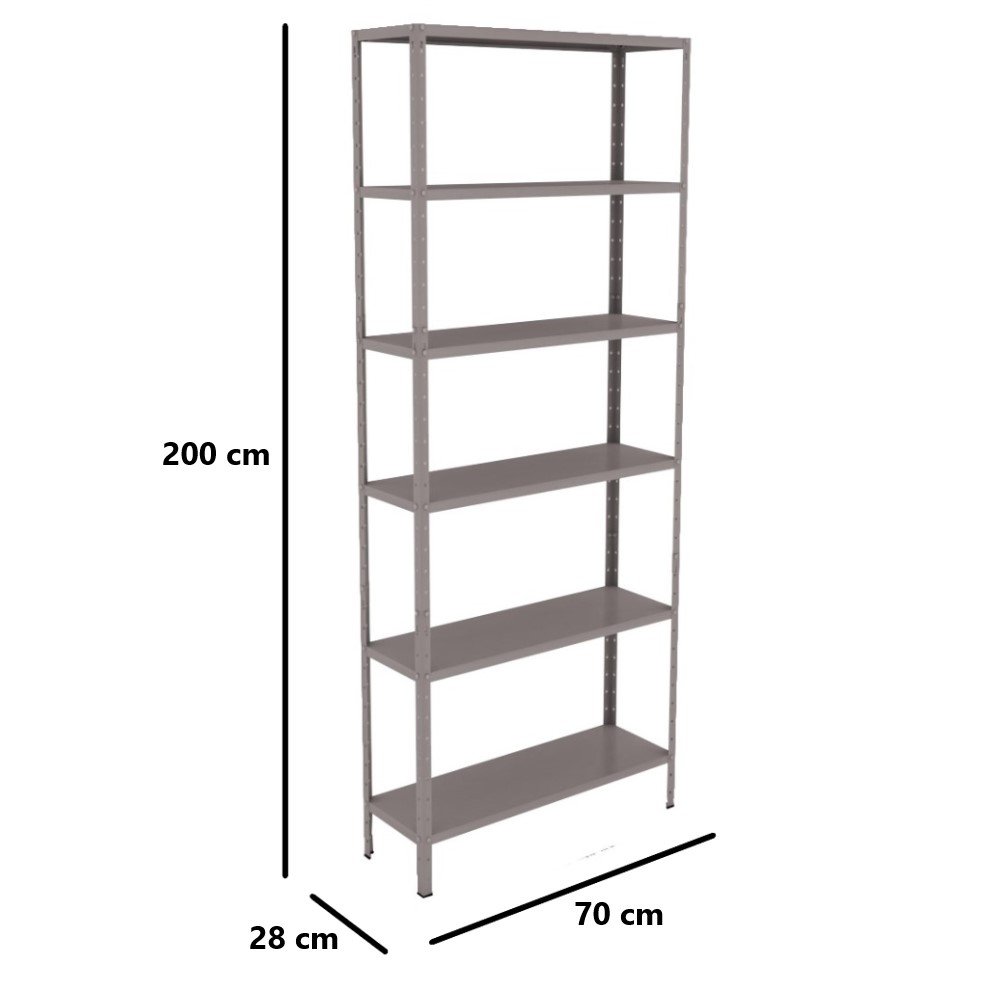 Estante Aço 6 Prateleiras Livros Cozinha Quarto Eaf013 Cinza - 2