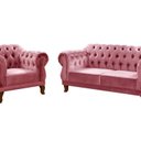 Ver imagem 2 de Sofá 2 e 1 Lugares Duquesa Decoração Sala Recepção Retrô Rosa